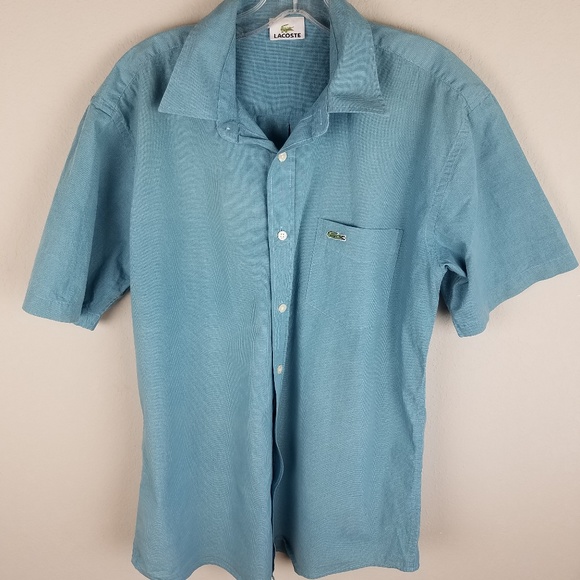 Lacoste Other - Men's Lacoste Button Down Short Sleeve Size 7 Blue